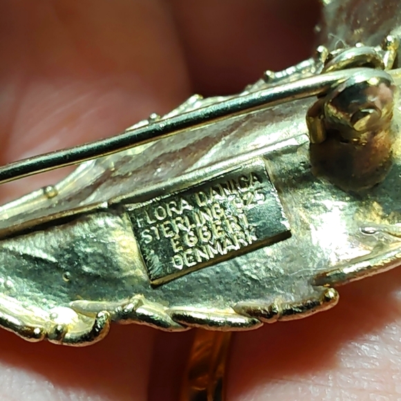 Vintage Flora Danica Eggert Gilded Sterling Silver Electroform Rose Brooch Pin - Picture 9 of 13